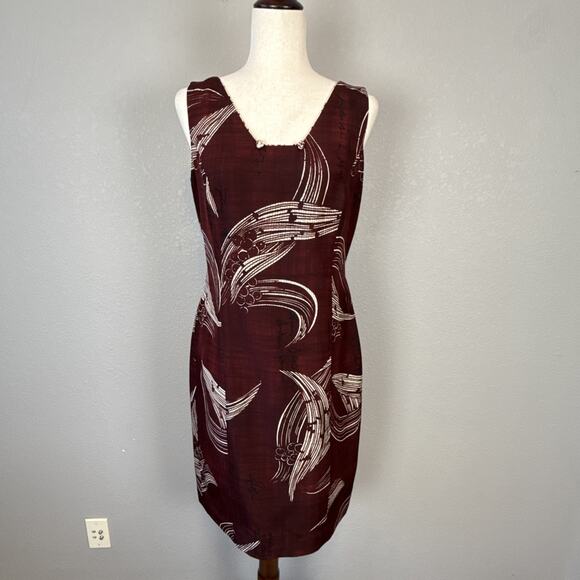 Mondi Womens Vintage Burgundy Silk Sheath Dress Size 40 10 M Sleeveless Classic - Picture 2 of 9